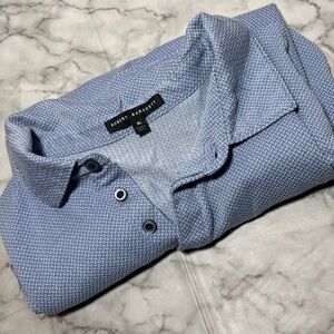 100% Cotton Robert Barakett Textured Blue White Short Sleeve Polo XL Resort Golf